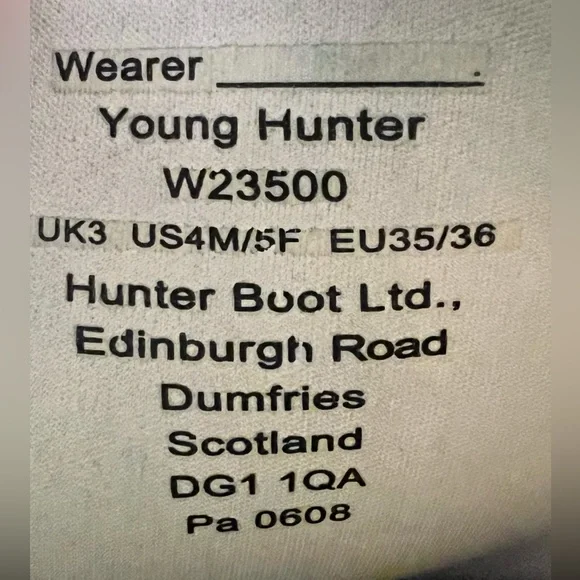 Youth HUNTER tall Boots Original Green color. Size 4M/5F Unisex Boots - Picture 4 of 6